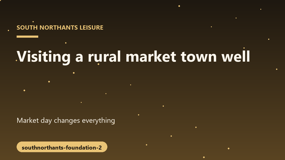A scenic view of a traditional rural market town center featuring historical architecture and vibrant street activity